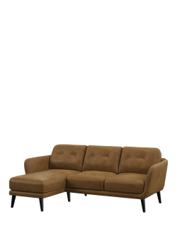 John Lewis Arlo LHF Chaise Leather Sofa, Dark Leg, Demetra Light Tan