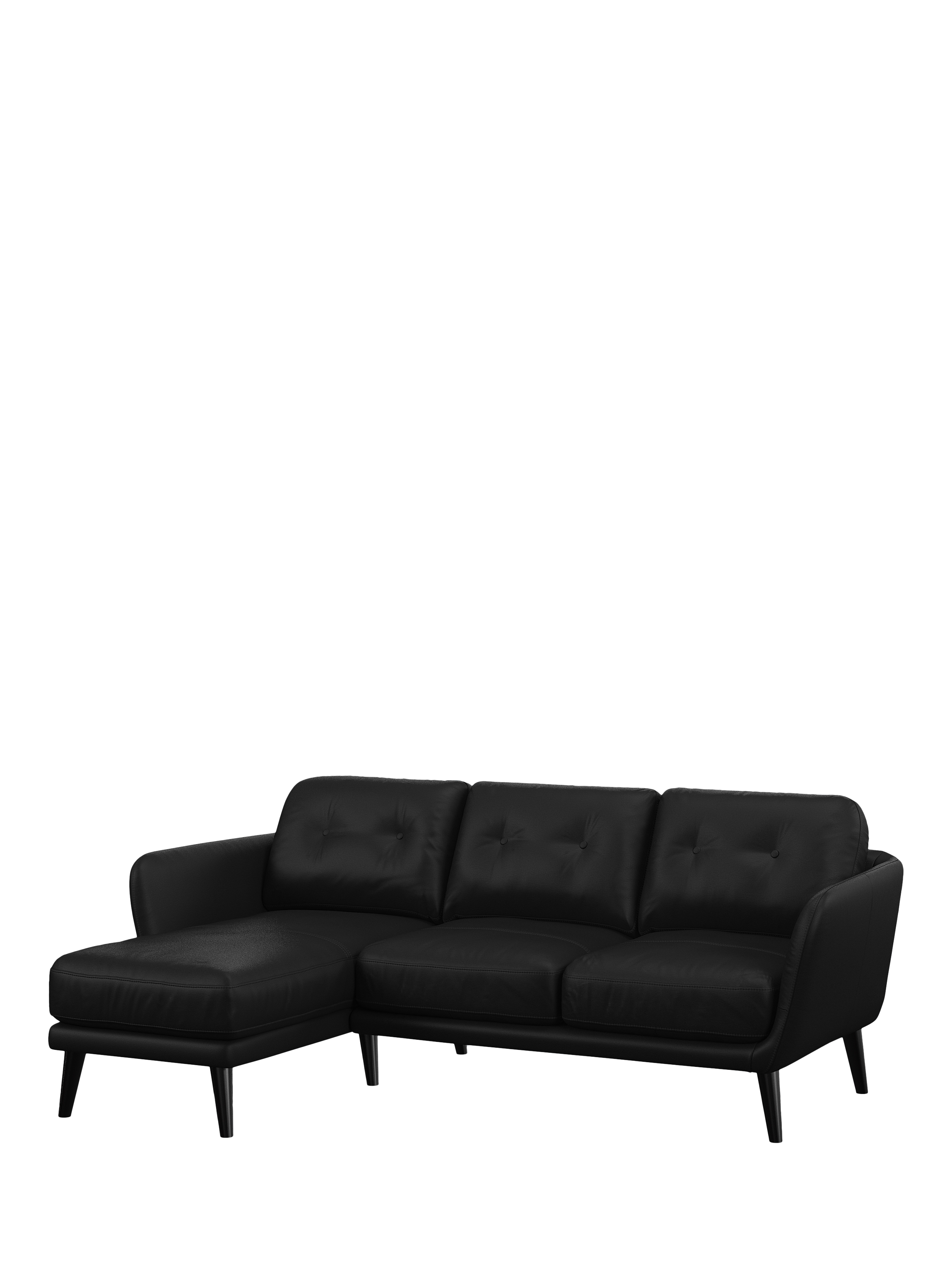 Arlo Range, John Lewis Arlo LHF Chaise Leather Sofa, Dark Leg, Matt Black