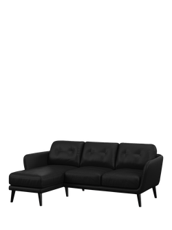 John Lewis Arlo LHF Chaise Leather Sofa, Dark Leg, Matt Black