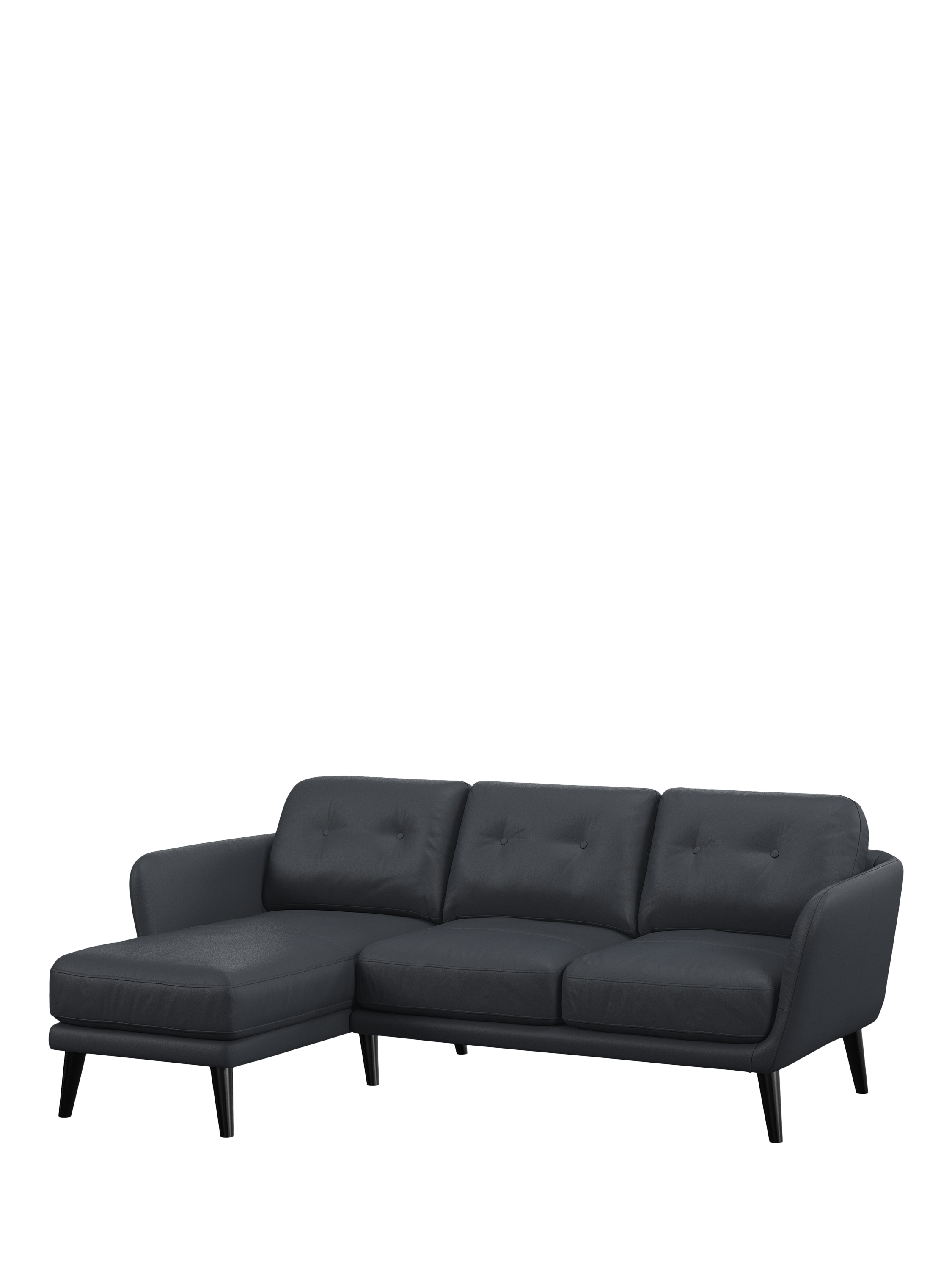 Arlo Range, John Lewis Arlo LHF Chaise Leather Sofa, Dark Leg, Matt Navy