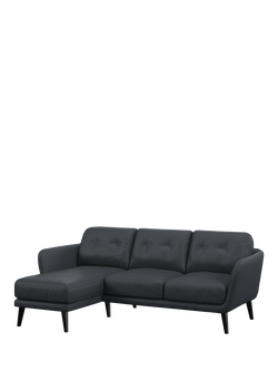 John Lewis Arlo LHF Chaise Leather Sofa, Dark Leg, Matt Navy