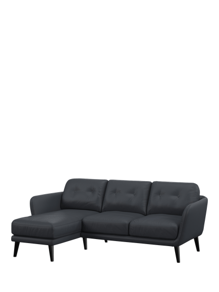 John Lewis Arlo LHF Chaise Leather Sofa, Dark Leg, Matt Navy