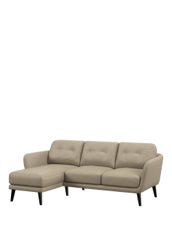 John Lewis Arlo LHF Chaise Leather Sofa, Dark Leg, Matt Pearl