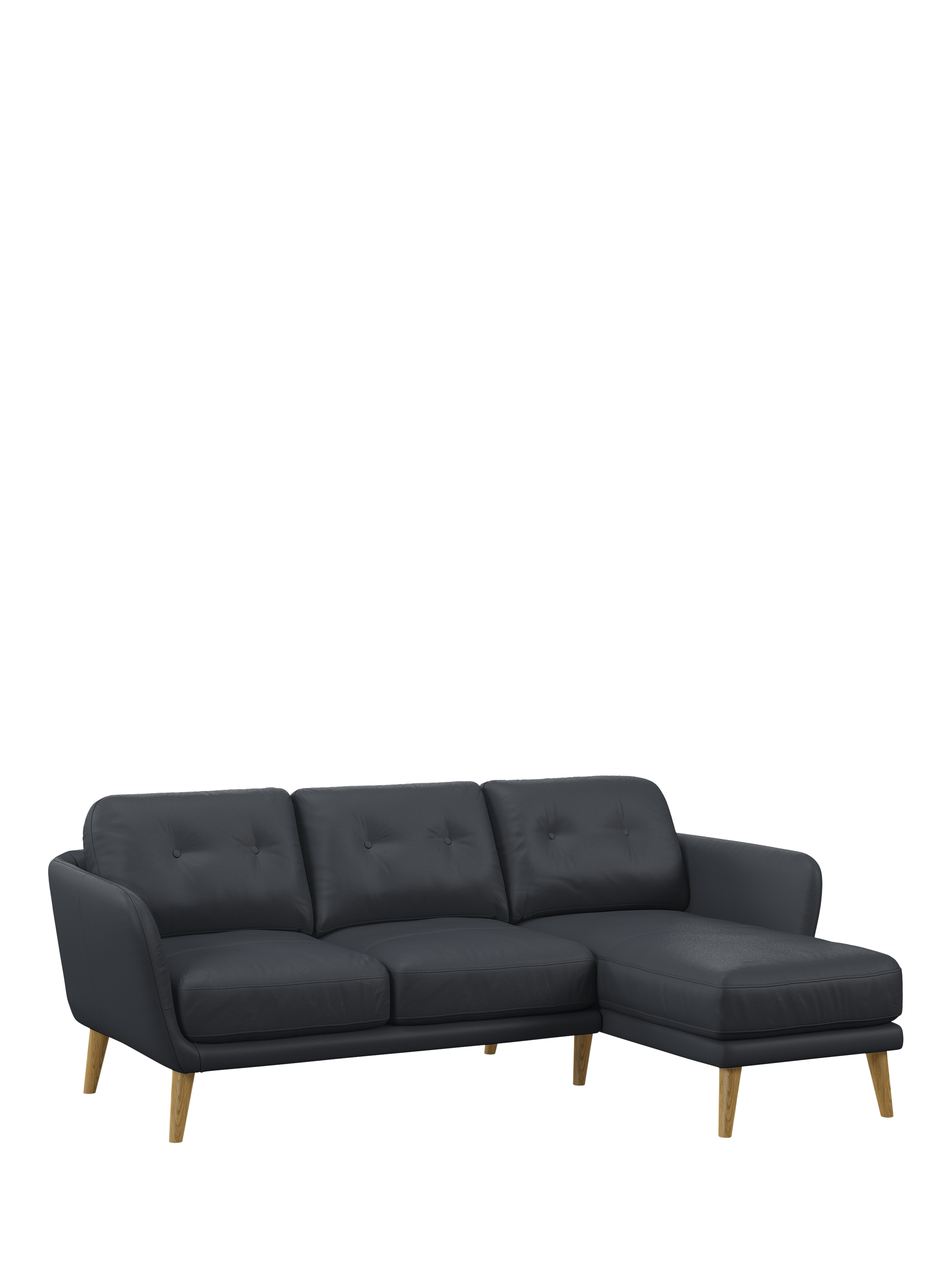 Arlo Range, John Lewis Arlo RHF Chaise Leather Sofa, Light Leg, Matt Navy