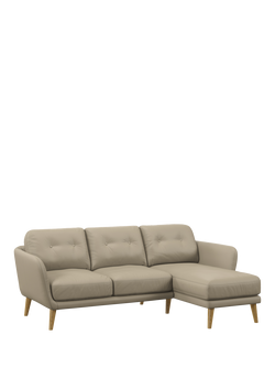 John Lewis Arlo RHF Chaise Leather Sofa, Light Leg, Matt Pearl