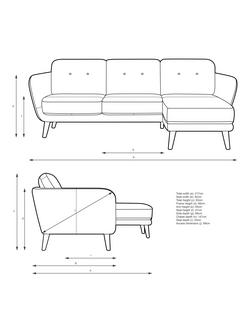 John Lewis Arlo RHF Chaise Leather Sofa, Light Leg - view 2, Matt Tan