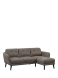 John Lewis Arlo RHF Chaise Leather Sofa, Dark Leg, Demetra Grey