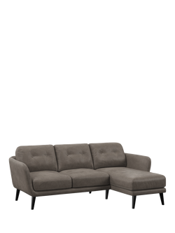 John Lewis Arlo RHF Chaise Leather Sofa, Dark Leg, Demetra Grey