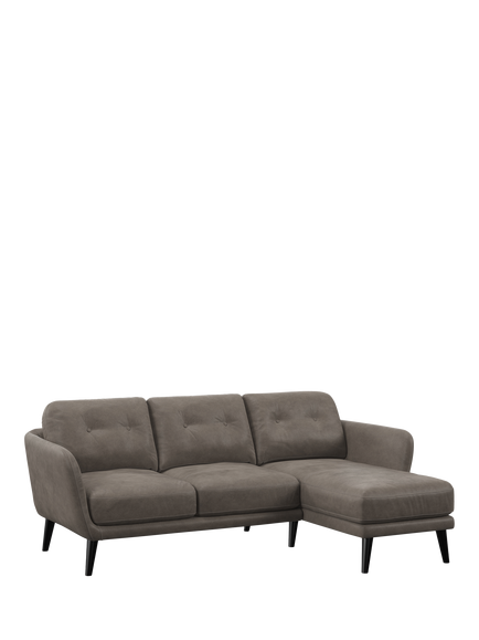 John Lewis Arlo RHF Chaise Leather Sofa, Dark Leg, Demetra Grey