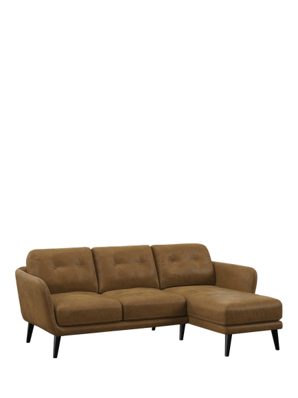 John Lewis Arlo RHF Chaise Leather Sofa, Dark Leg, Demetra Light Tan
