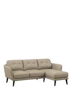 John Lewis Arlo RHF Chaise Leather Sofa, Dark Leg, Matt Pearl