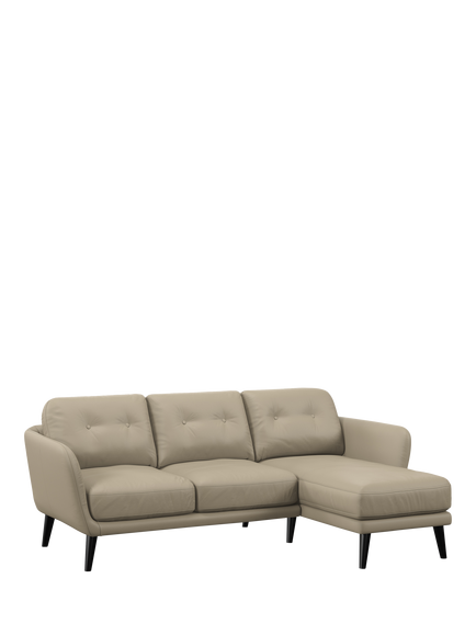 John Lewis Arlo RHF Chaise Leather Sofa, Dark Leg, Matt Pearl