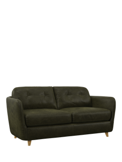 John Lewis Arlo Medium 2 Seater Leather Sofa Bed, Light Leg, Demetra Green