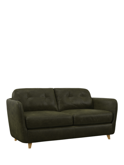 John Lewis Arlo Medium 2 Seater Leather Sofa Bed, Light Leg, Demetra Green