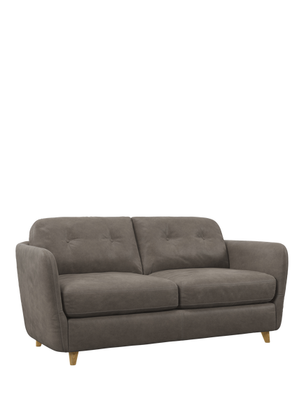 John Lewis Arlo Medium 2 Seater Leather Sofa Bed, Light Leg, Demetra Grey