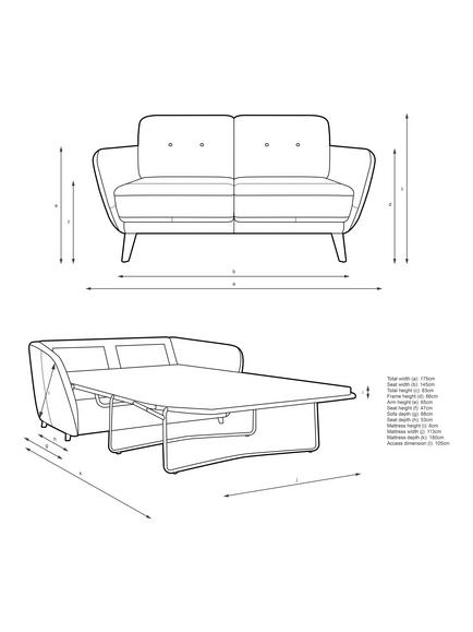John Lewis Arlo Medium 2 Seater Leather Sofa Bed, Light Leg - view 2, Demetra Grey