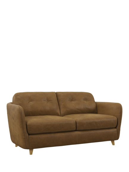 John Lewis Arlo Medium 2 Seater Leather Sofa Bed, Light Leg, Demetra Light Tan