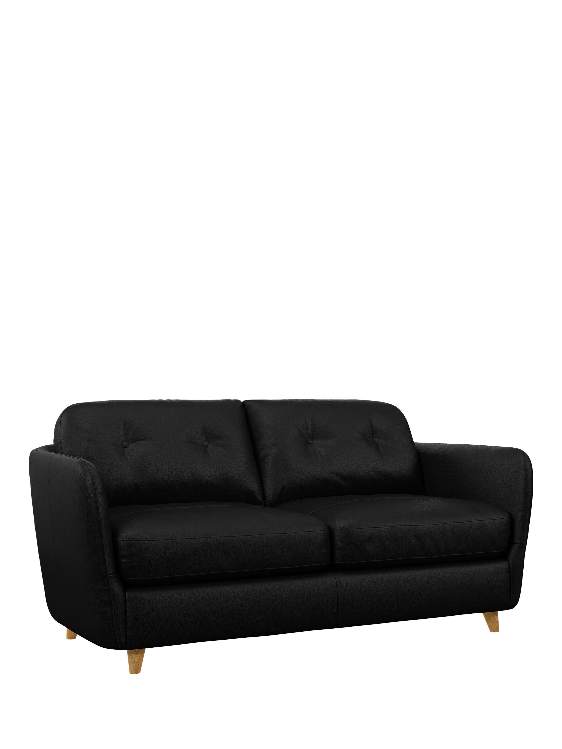 Arlo Range, John Lewis Arlo Medium 2 Seater Leather Sofa Bed, Light Leg, Matt Black