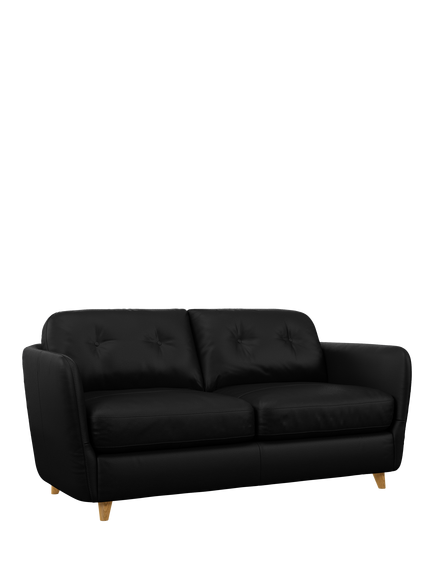 John Lewis Arlo Medium 2 Seater Leather Sofa Bed, Light Leg, Matt Black