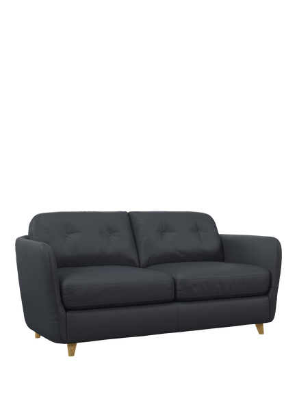 John Lewis Arlo Medium 2 Seater Leather Sofa Bed, Light Leg, Matt Navy