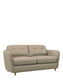 John Lewis Arlo Medium 2 Seater Leather Sofa Bed, Light Leg, Matt Pearl