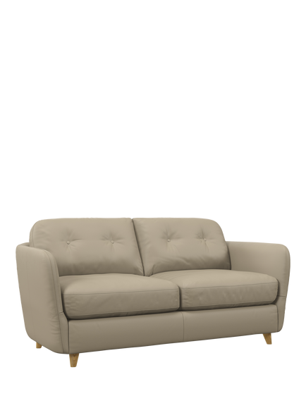 John Lewis Arlo Medium 2 Seater Leather Sofa Bed, Light Leg, Matt Pearl