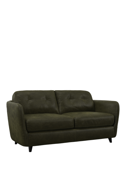 John Lewis Arlo Medium 2 Seater Leather Sofa Bed, Dark Leg, Demetra Green