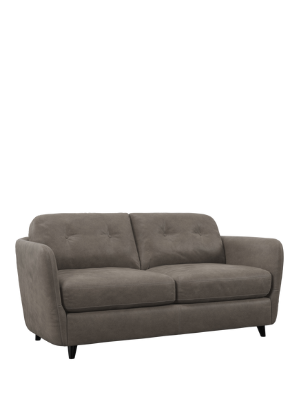 John Lewis Arlo Medium 2 Seater Leather Sofa Bed, Dark Leg, Demetra Grey