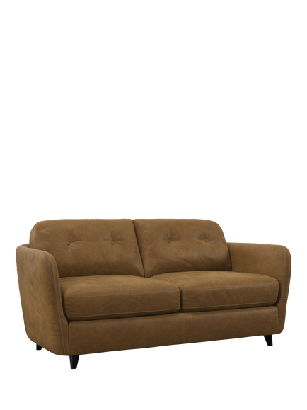 John Lewis Arlo Medium 2 Seater Leather Sofa Bed, Dark Leg, Demetra Light Tan