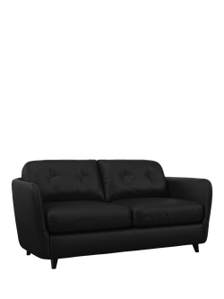 John Lewis Arlo Medium 2 Seater Leather Sofa Bed, Dark Leg, Matt Black