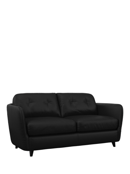 John Lewis Arlo Medium 2 Seater Leather Sofa Bed, Dark Leg, Matt Black