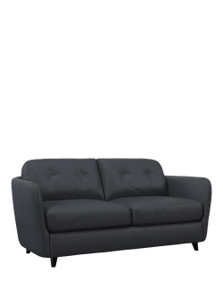 John Lewis Arlo Medium 2 Seater Leather Sofa Bed, Dark Leg, Matt Navy