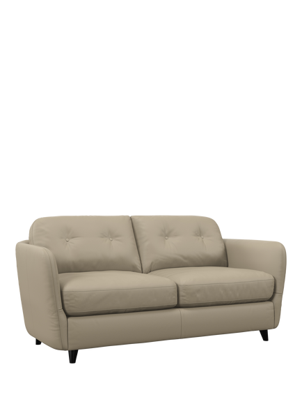 John Lewis Arlo Medium 2 Seater Leather Sofa Bed, Dark Leg, Matt Pearl