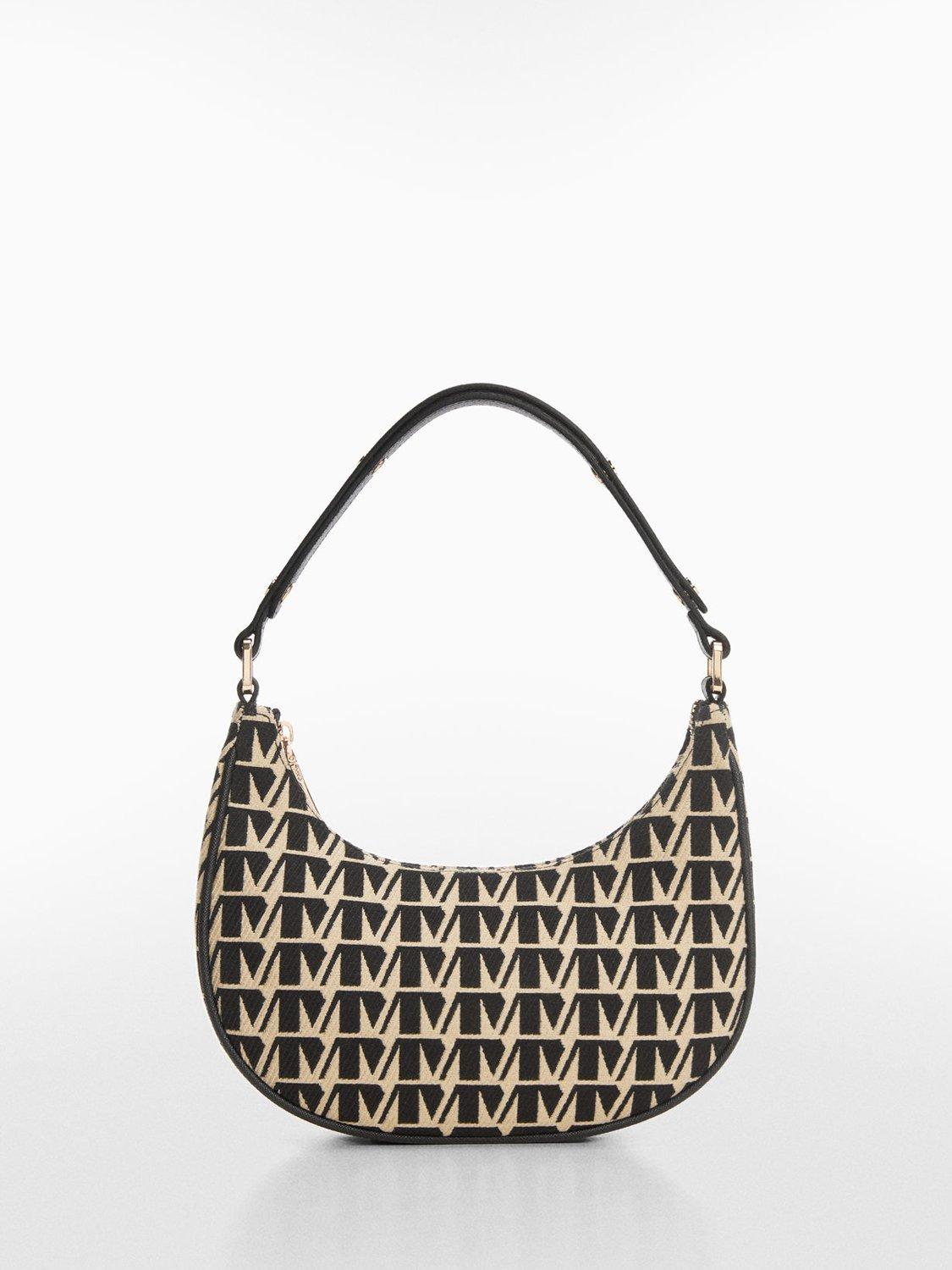 Mango Tur Monogram Shoulder Bag, Black/Multi