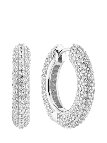 Sif Jakobs Jewellery Carrara Cubic Zirconia Medium Hoop Earrings, Silver