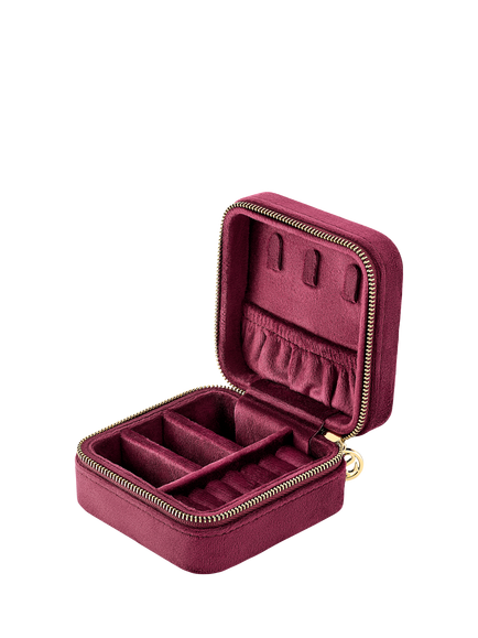 Sif Jakobs Jewellery Velvet Zip Box, Burgundy - view 2, Burgundy