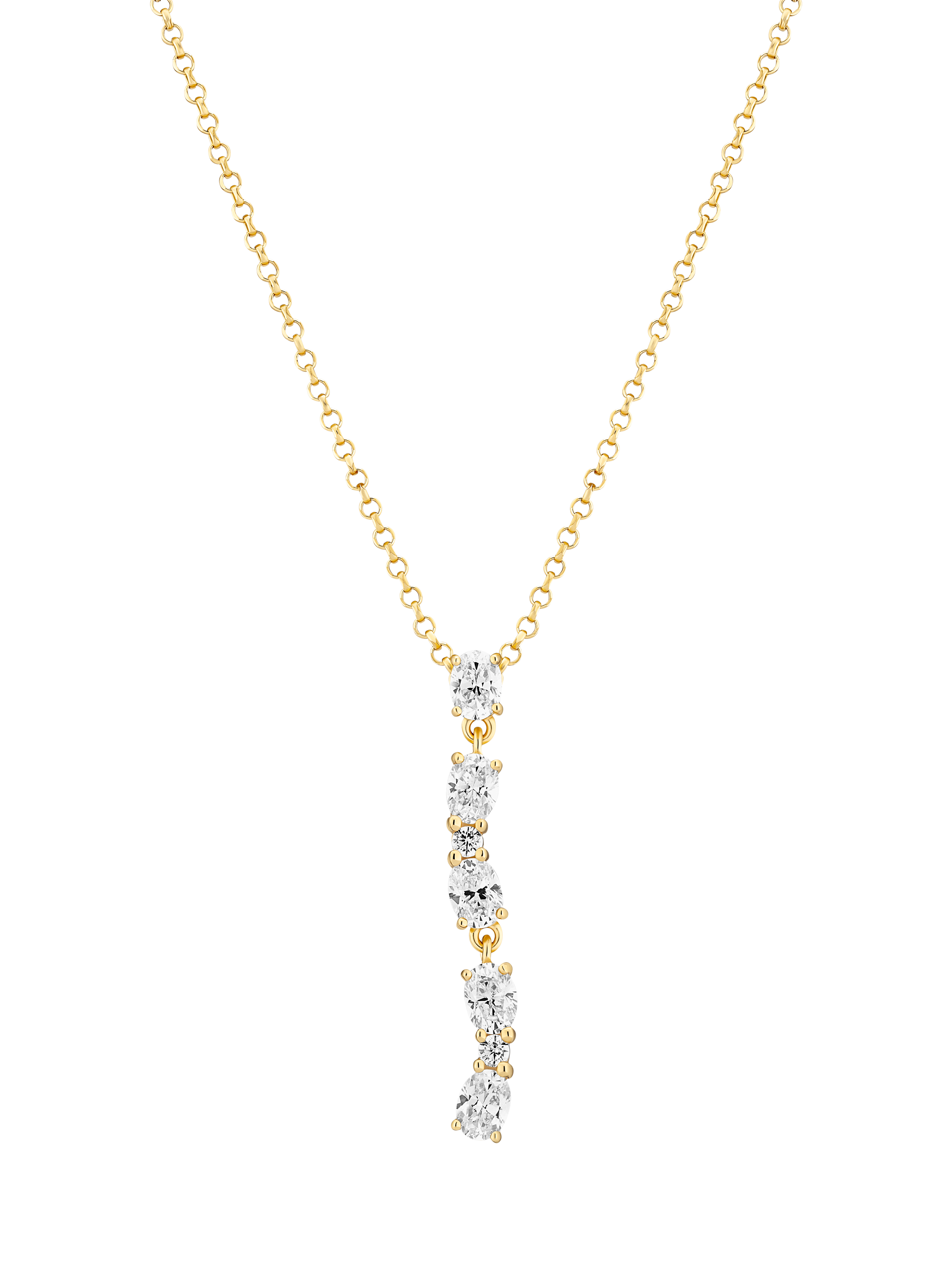 Product image 1 of 1, which shows Sif Jakobs Jewellery Ellera Ovale Lungo Cubic Zirconia Drop Necklace, Gold