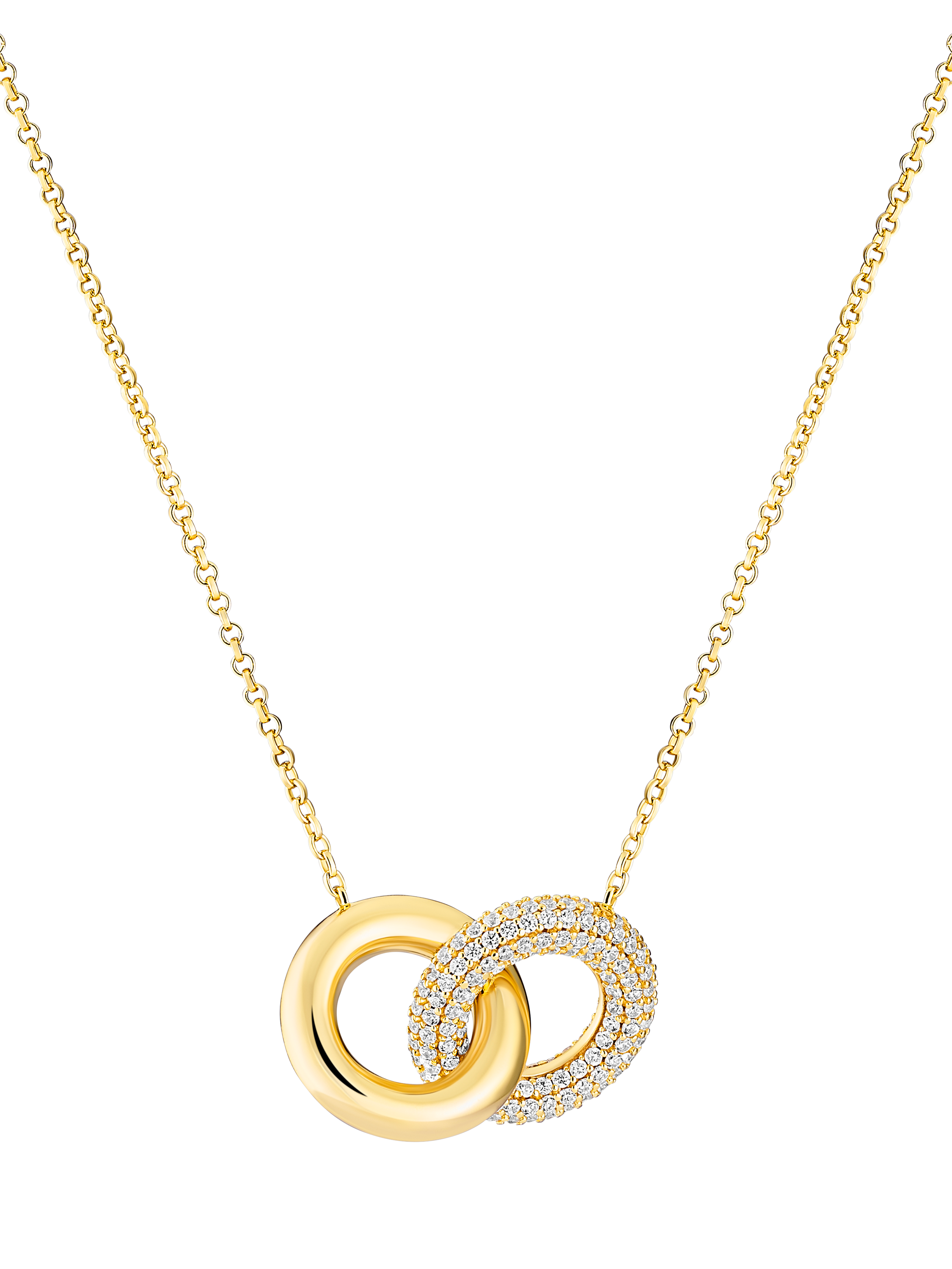 Product image 1 of 2, which shows Sif Jakobs Jewellery Carrara Duo Piccolo Cubic Zirconia Rings Necklace, Gold