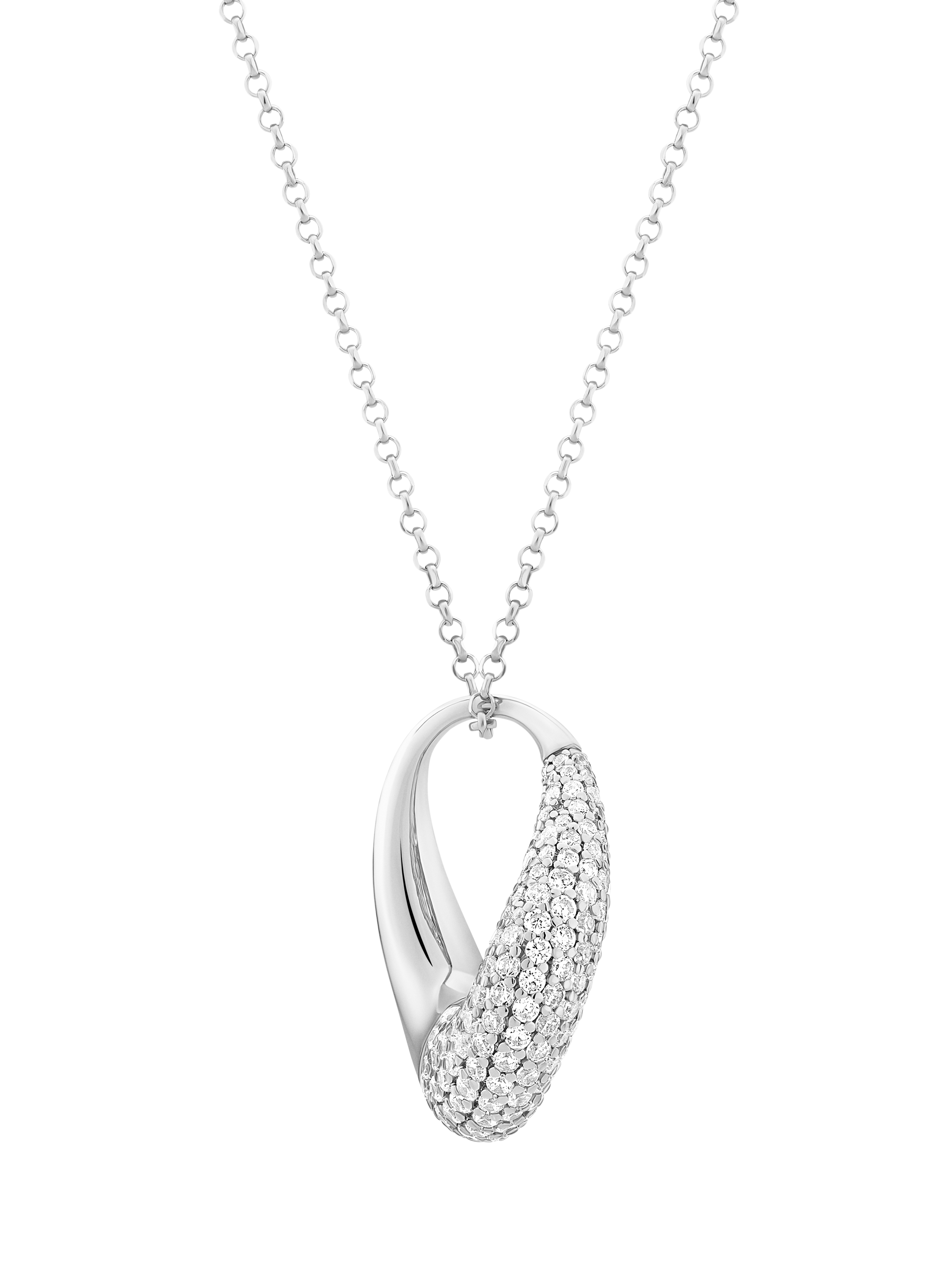 Product image 2 of 2, which shows Sif Jakobs Jewellery Glorenza Cubic Zirconia Domed Hoop Pendant Necklace, Silver
