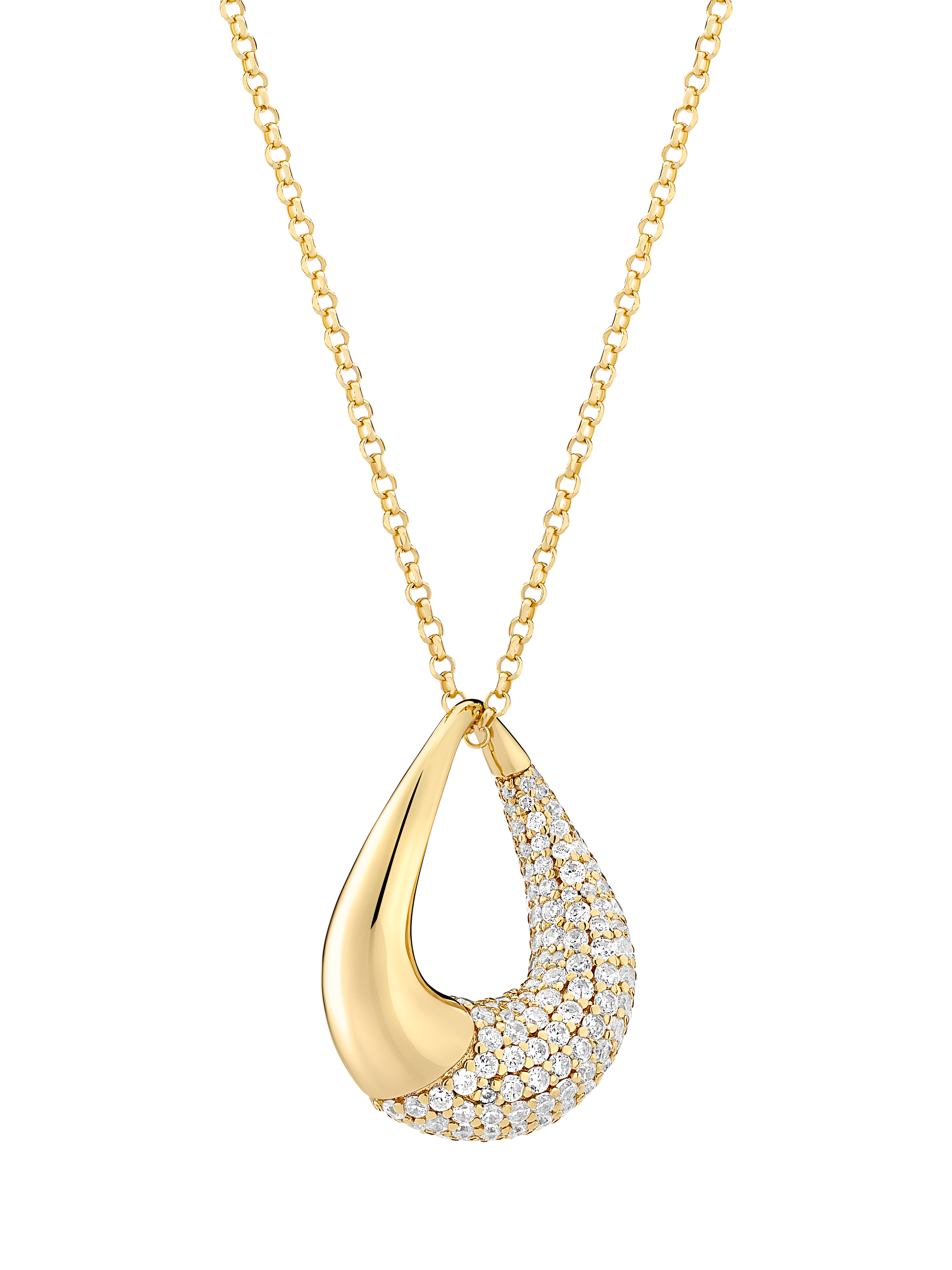 Product image 1 of 2, which shows Sif Jakobs Jewellery Glorenza Cubic Zirconia Domed Hoop Pendant Necklace, Gold