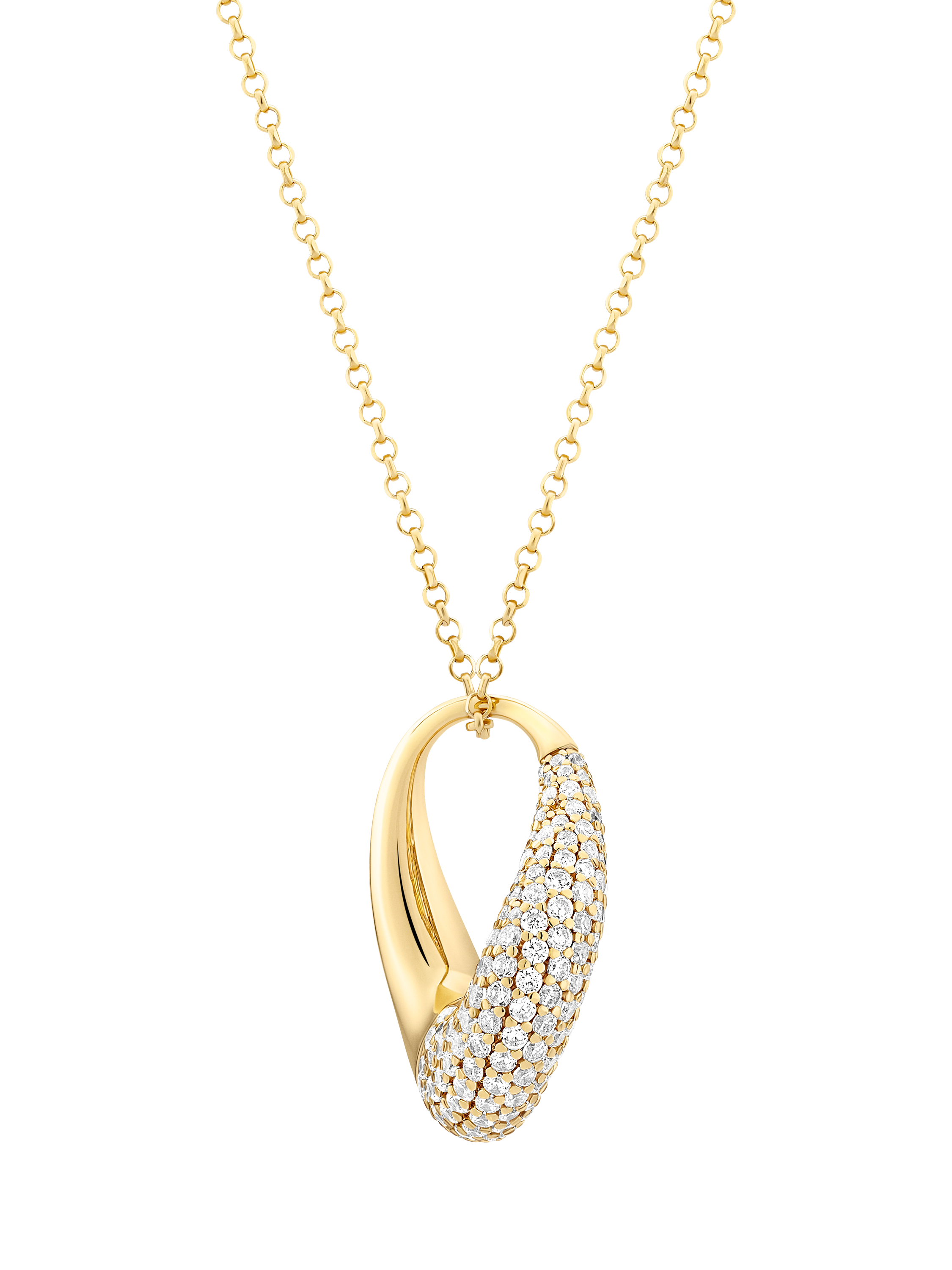 Product image 2 of 2, which shows Sif Jakobs Jewellery Glorenza Cubic Zirconia Domed Hoop Pendant Necklace, Gold