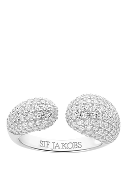 Sif Jakobs Jewellery Goccia Cubic Zirconia Cuff Ring, Silver, Silver