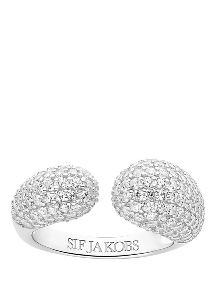 Sif Jakobs Jewellery Goccia Cubic Zirconia Cuff Ring, Silver, Silver