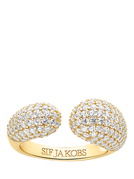 Sif Jakobs Jewellery Goccia Cubic Zirconia Cuff Ring, Gold, Gold