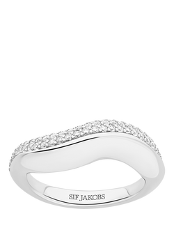Sif Jakobs Jewellery Glorenza Cubic Zirconia Wave Ring, Silver, Silver