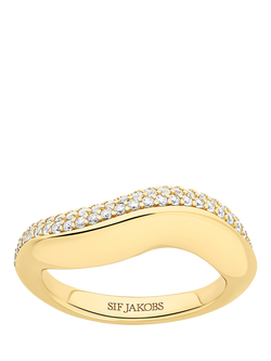 Sif Jakobs Jewellery Glorenza Cubic Zirconia Wave Ring, Gold, Gold