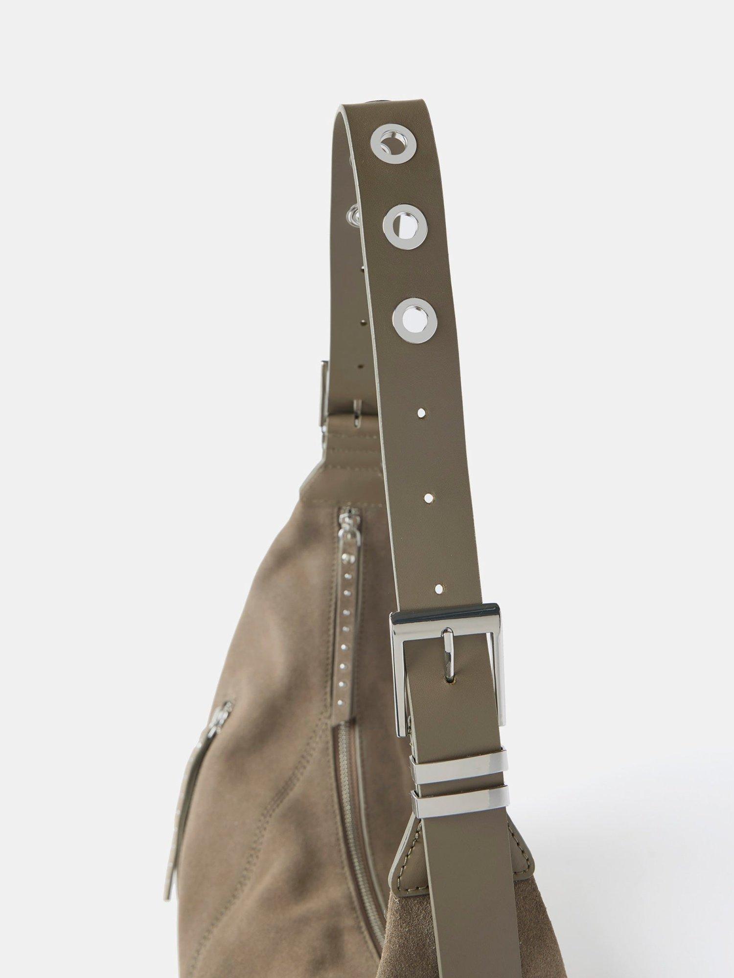 Product image 3 of 4, which shows Mint Velvet Suede Shoulder Bag, Taupe