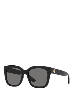 Gucci GC002015 Women's Square Sunglasses, Black/Grey, Black/Grey
