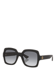 Gucci GC002057 Women's Rectangular Sunglasses, Black/Grey