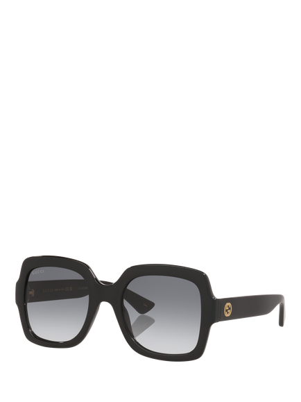 Gucci GC002057 Women's Rectangular Sunglasses, Black/Grey, Black/Grey